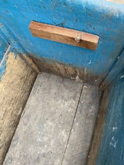Antique 19th Cent Primitive Pine Blue Painted Cupboard Grain Box Sink we Deliver