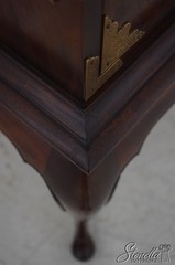 L70001: Burl Walnut Chinoiserie Form TV Media Bar Cabinet