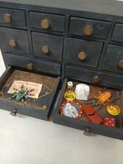 Antique Wood Black Apothecary Cabinet 12 Drawer Oddity Miniatures Lot RANDOM