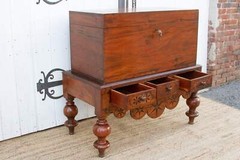 Antique Dutch Colonial Campaign Trunk on Stand
