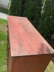 Antique 1880’s Folk Art Primitive Punched Tin Pie Safe Cabinet Old Red Paint