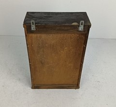 antique wall hanging medicine shaving cabinet wood beveled glass ornate