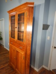 Rustic Solid Walnut Corner Cabinet Brass H Hinges Country Federal