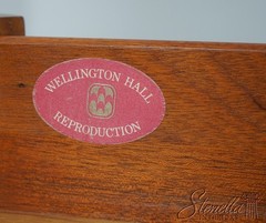 F70335: WELLINGTON HALL Satinwood Adams Painted Demi Lune Cabinet