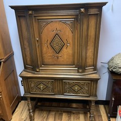 Antique 1900s Jacobean Hand Carved Solid Mahogany Wood Hutch Cabinet – 65”H 39”L