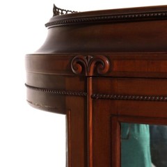 Antique French Mahogany Banded Display Vitrine With Inlay & Ormolu C1890