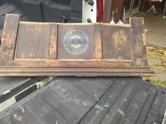 Vintage Clark’s Wood O.N.T. Spool Cabinet Back Piece Part With Insignia