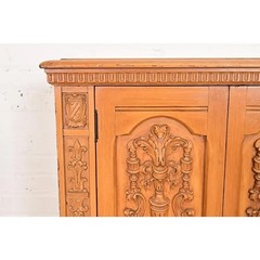 Antique Renaissance Revival Carved Oak Cupboard or Bar Cabinet, Circa 1920s