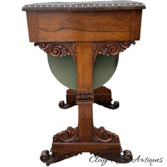 Antique classical regency sewing stand work table rosewood 1820 French polish