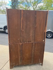 Antique Walnut 2pc Kitchen Hutch Cabinet Stepback Pantry Farmhouse Cupboard