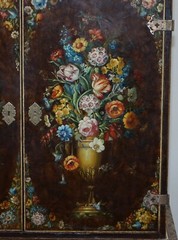 1840 ITALAIN VENETIAN CABINET ON STAND POLYCHROME PAINTED & LION HEADS CARVINGS
