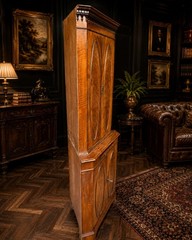 Antique Edwardian Mahogany Corner Cabinet Gothic Flame Veneer UK DELIVERY