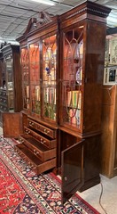 Vintage Henredon Aston Court Large 91″ Tall Mahogany Breakfront Bookcase Cabinet