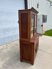 Antique Walnut 2pc Kitchen Hutch Cabinet Stepback Pantry Farmhouse Cupboard