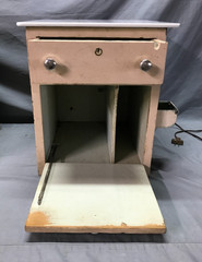 Antique VTG Pair Wood Barber Cabinets Milk Glass Tops Nightstands Old 1070-25B