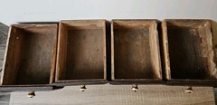 Antique Early Primitive Wood 5 Drawer Handmade Apothecary Roman Cigar Cabinet
