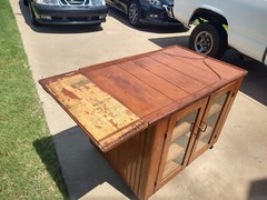 Antique Rolling Cabinet Table