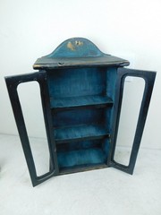 Primitive Charming 2Door Wooden Wall Display Cabinet 21″ T Painted Shabby V Cool