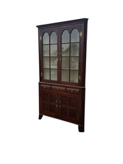 Antique Cherry 2 part corner cupboard cabinet original surface 1820 Pa 16 Light