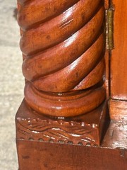 ANTIQUE FEDERAL BIRD’S EYE MAPLE & CHERRY JELLY CABINET WITH RARE BUTLER’S DESK