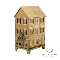 Hand Painted Pine Swivel Media Cabinet Stand