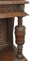 Antique Cupboard, Renaissance Revival Credence, Carved, Large, 89″H, 1800’s!
