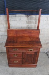Antique Victorian Eastlake Washstand Cabinet Dry Sink Commode w Towel Bar