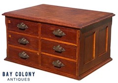 19TH C ANTIQUE VICTORIAN TIGER OAK 6 DRAWER DESKTOP FILE CABINET / SPOOL CABINET
