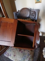 Antique Victorian Ornate Carved “Crop Circle” Pattern Wood Corner Cabinet