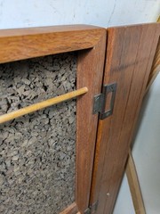 Vintage Rustic Solid Wood Skinny Display Curio Cabinet Memo Cork Board & Doors