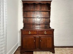 Antique English Oak Welsh Dresser Cupboard Storage Cabinet