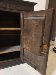 17th Century Charles II English Oak Carved Cabinet Dated 1653