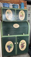 Baking Cabinet Roll Top Cylinder Metal Wood Farm Country Cottage Shabby Hoosier