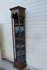 Hollywood Regency Extra Tall and Narrow Glass Shelving Display Bookshelf 6188