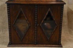 Antique Edwardian Tobacco Pipe Cabinet with Key and Ceramic Tobacco Pot