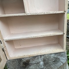 Antique Painted Beige/distressed Wood Wall Cabinet/medicine cabinet mirror Door