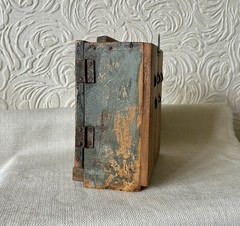 Antique Indian Wooden Key Box Distressed Glass Front Wall Cabinet Rustic Merchan