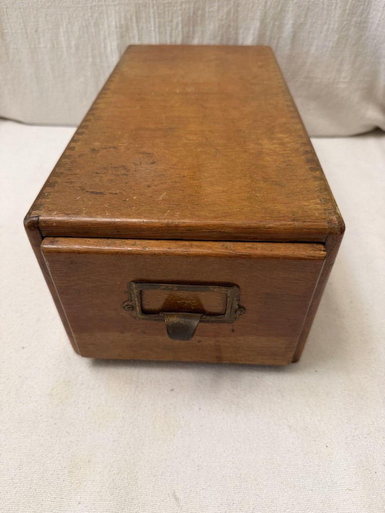 Antique Wood Wooden Index Recipe Library Card Catalog Single File Drawer Cabinet