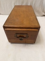 Antique Wood Wooden Index Recipe Library Card Catalog Single File Drawer Cabinet