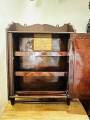 Antique Wall Mounted Wood Locking Medicine Cabinet Mirror Door Towel Rack Shelf
