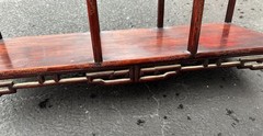Mid-Century Chinese Brass Inlay Rosewood Wall Mounted Curio Display Cabinet