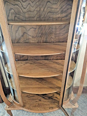Antique Victorian Art Nouveau triple Curved glass Oak China curio cabinet