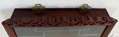 Early 20th-C Chinese Carved Rosewood Wall Mounted Curio Display Cabinet