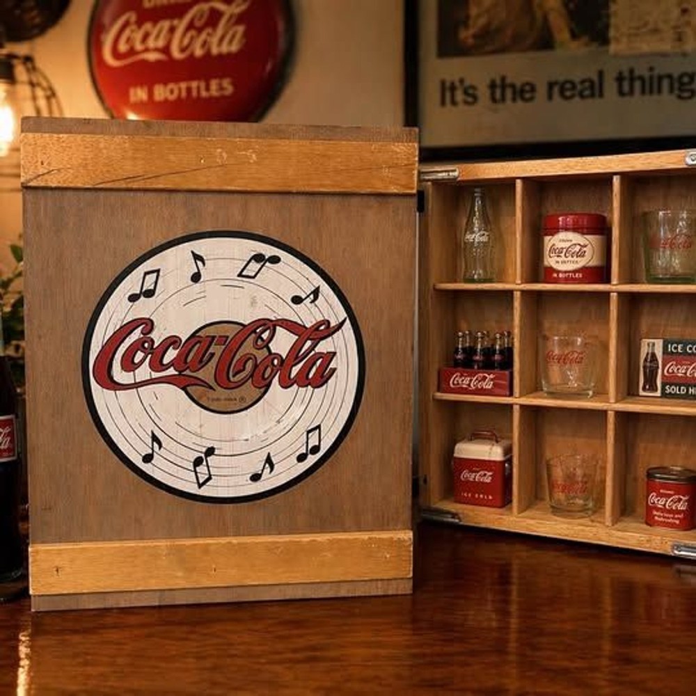 Vintage Coca-Cola Wall Cabinet Display Shelf Retro Coke Storage Box