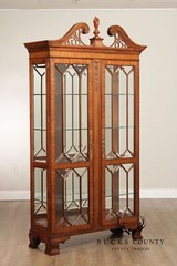 Henkel Harris Georgian Style Pair of Mahogany Display Case Cabinets