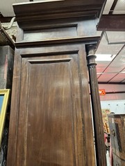 Large Antique Carved Walnut Lighted Display Cabinet Bookcase Library