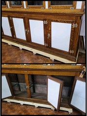 Humidor Opal Glass Tiger Oak HUMID-A-GAR Apothecary Display Cabinet GermanSilver