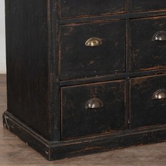 19th Century Swedish Black Apothecary 9 Drawer Cabinet Console Kitchen Island