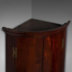 Antique Bow Front Corner Cabinet, English, Wall Cupboard, Georgian, Circa 1770