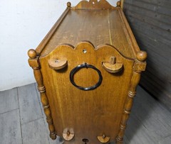 Antique Victorian Arts & Crafts Gothic Oak Cabinet Table with Glass Iron Doors
